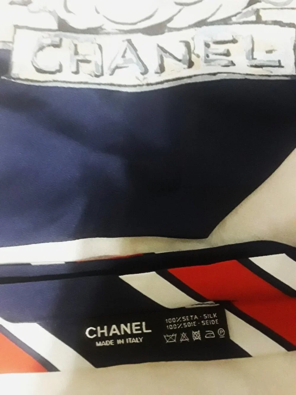 Rare authentic Chanel logo monogram silk scarf for neck, belt, hair etc.